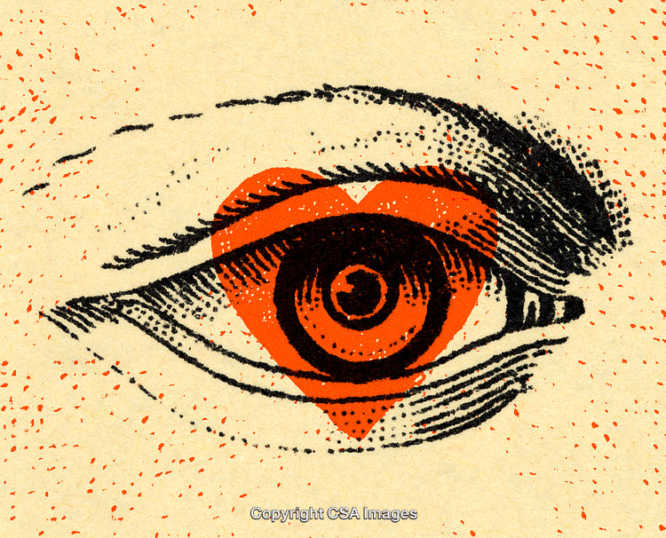 Abstract Artwork Featuring an Eye with Heart-Shaped Pattern in Center
