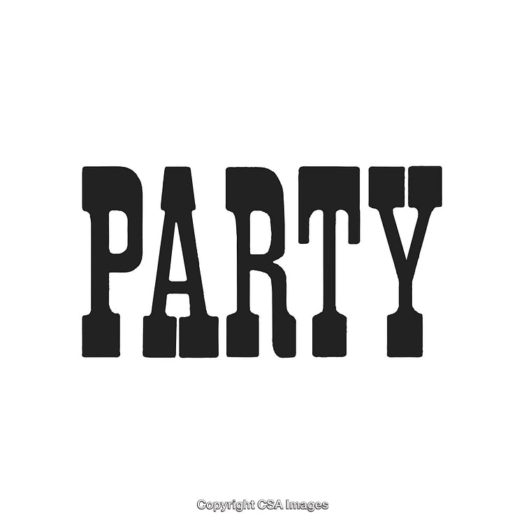 Bold Black Text Displaying the Word Party on a White Background