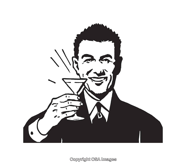 Vintage Style Illustration of a Man Holding a Martini Glass