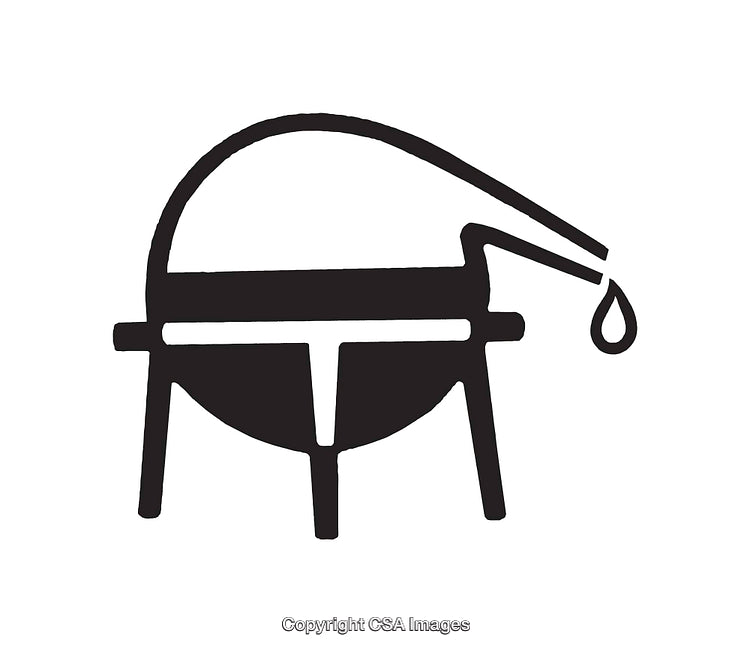 Black and White Line Art Depiction of Brewing Equipment with Droplet Element