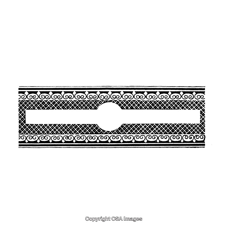 Black and White Border with Intricate Geometric and Ornamental Pattern