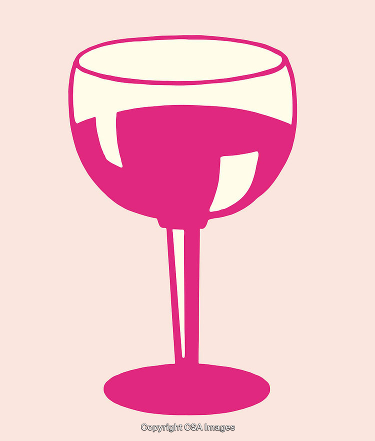 Abstract Pink Wine Glass Line Art Illustration on Soft Background