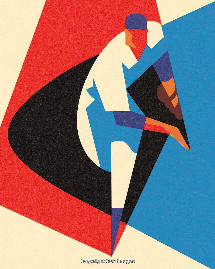 Abstract Geometric Illustration of a Baseball Player in Vibrant Colors