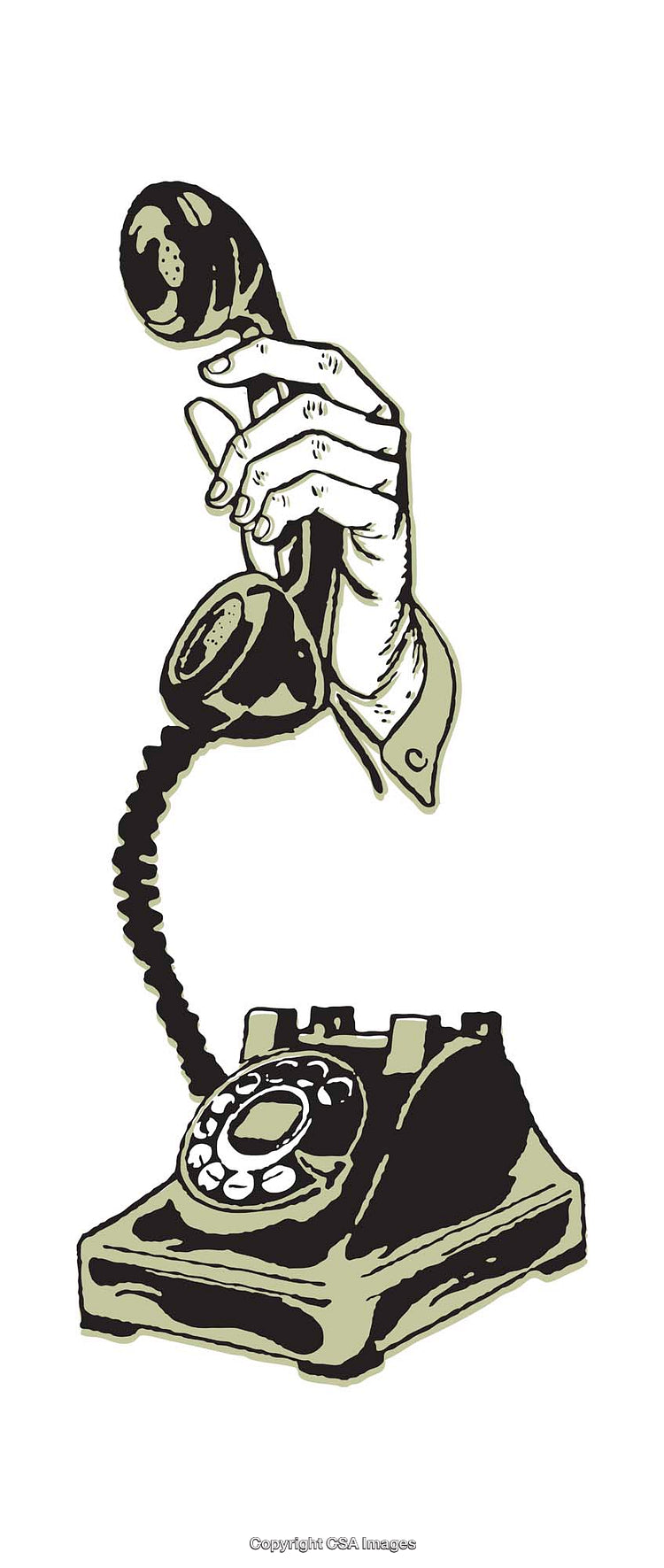 Vintage Illustration of a Retro Rotary Telephone in Artistic Style