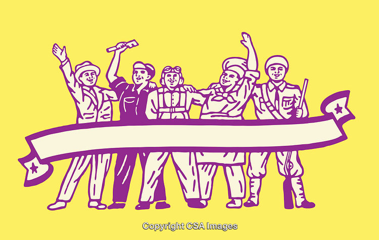 Illustration of Unity Celebrating Diverse Occupations in Bold Artistic Style