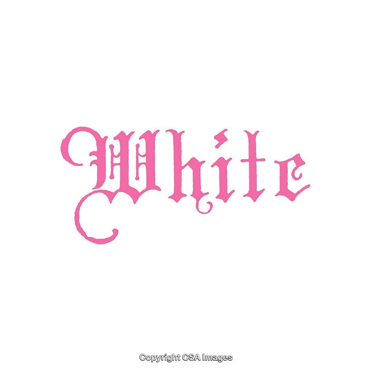 Pink Gothic Text Display on White Background with Decorative Typography