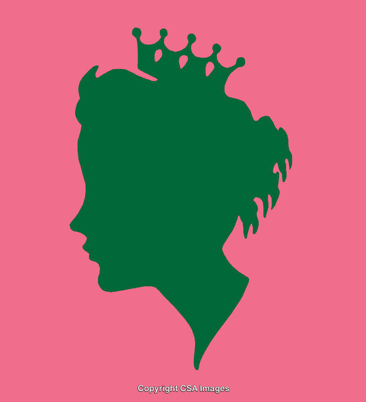 Stylized Silhouette of a Crowned Figure on Vibrant Background