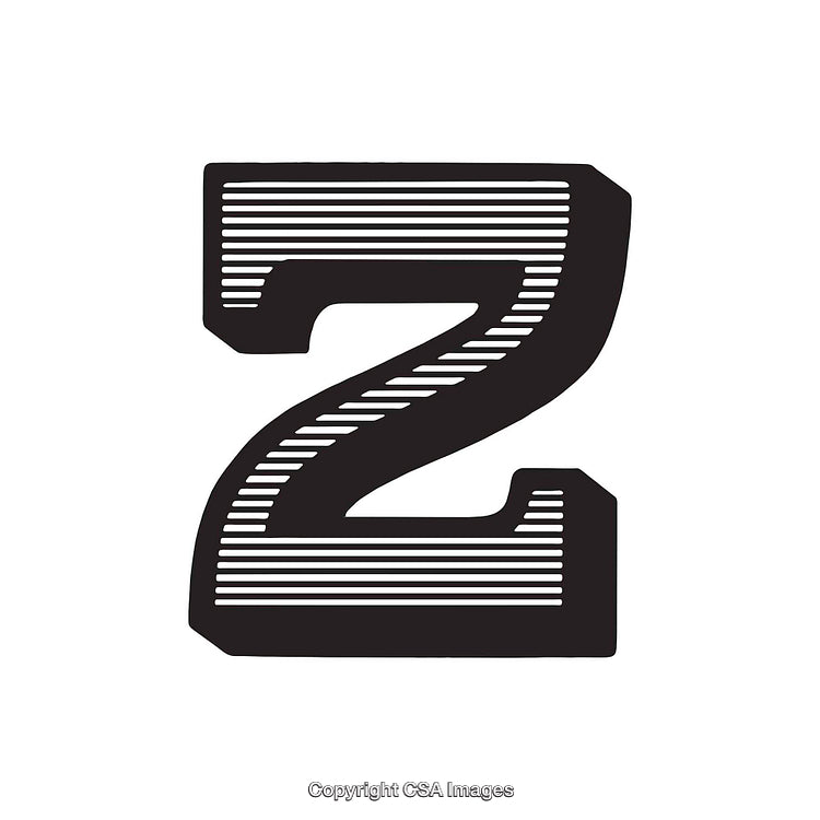 Stylized Black Letter Z With Striped Texture on White Background