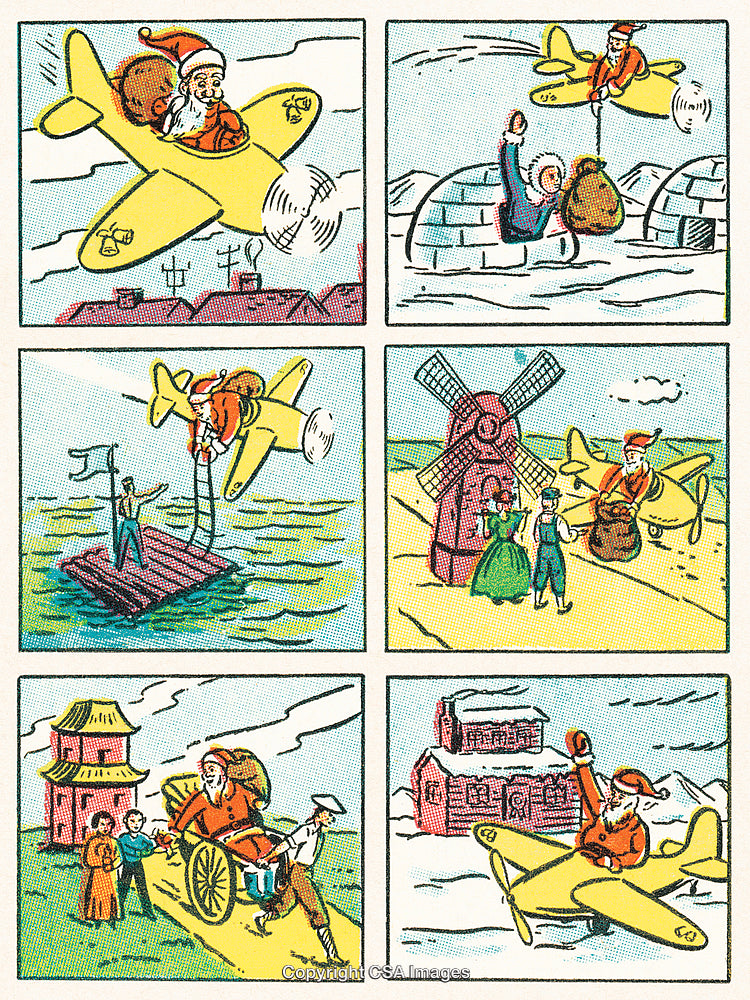 Santa Claus Traveling Around The World in an Airplane Adventures