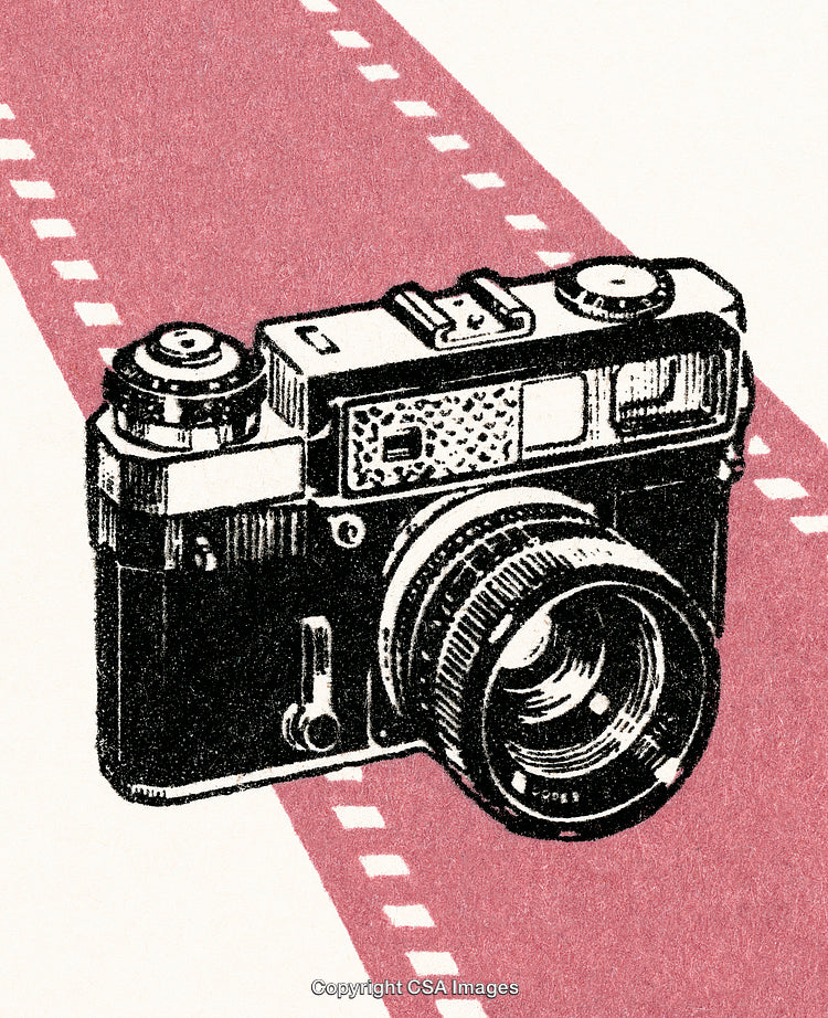 Vintage Camera Illustration Highlighting Analog Photography Concepts with Artistic Style