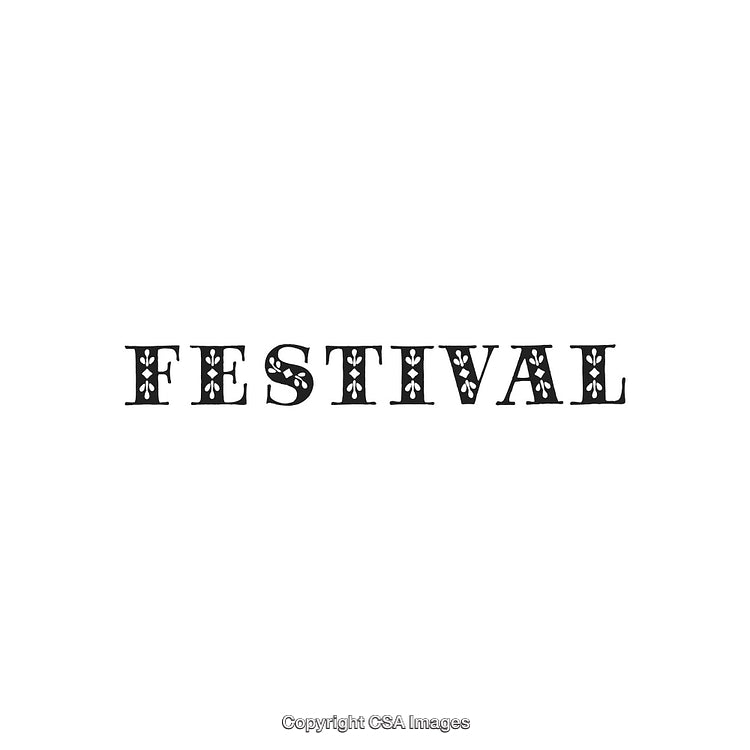 Elegant Black And White Decorative Font Displaying the Word Festival