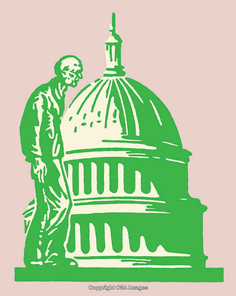 Colorful Line Art Illustration of a Historical Dome with Figure