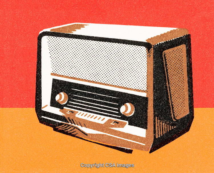 Vintage Radio Illustration With Retro Colors and Pop Art Design