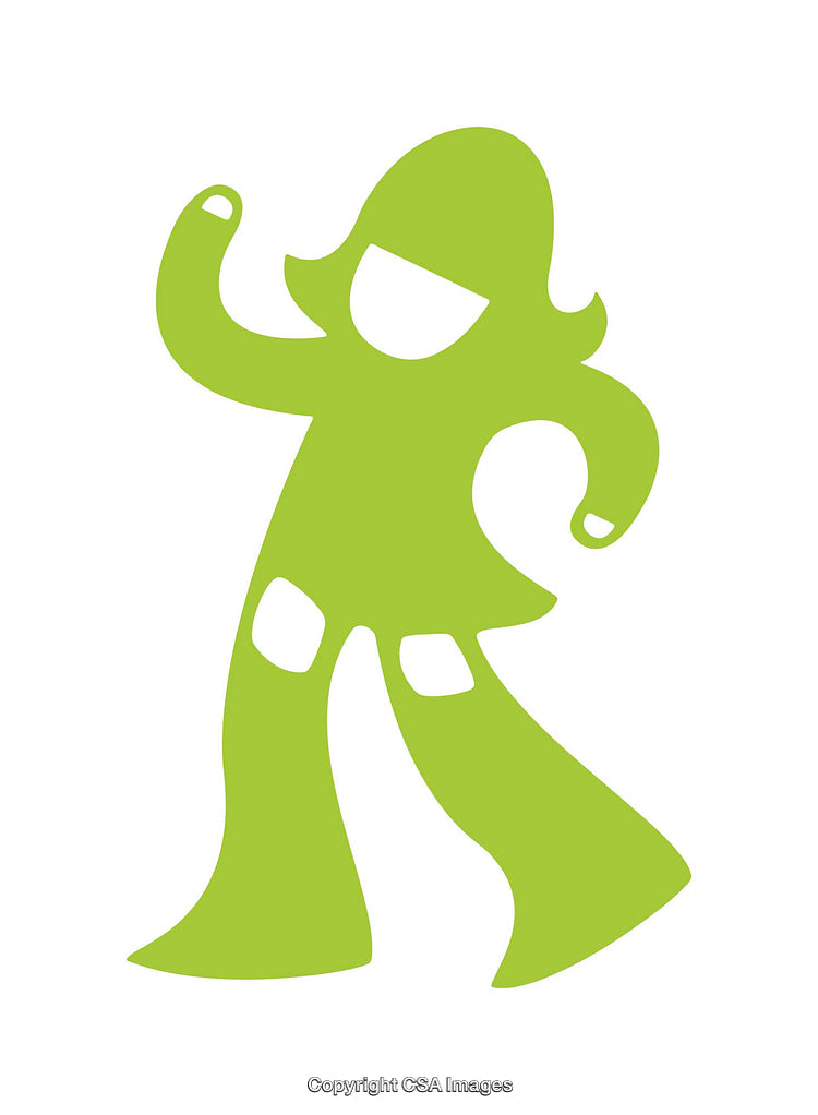 Simple Green Icon Depicting a Character in a Dynamic Pose