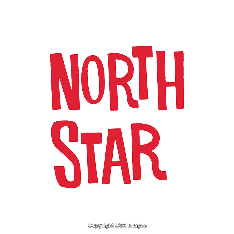 Bold Red North Star on White Background Design