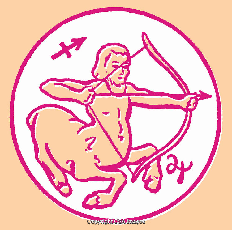 Sagittarius Zodiac Symbol in Pink Toned Line Art Style