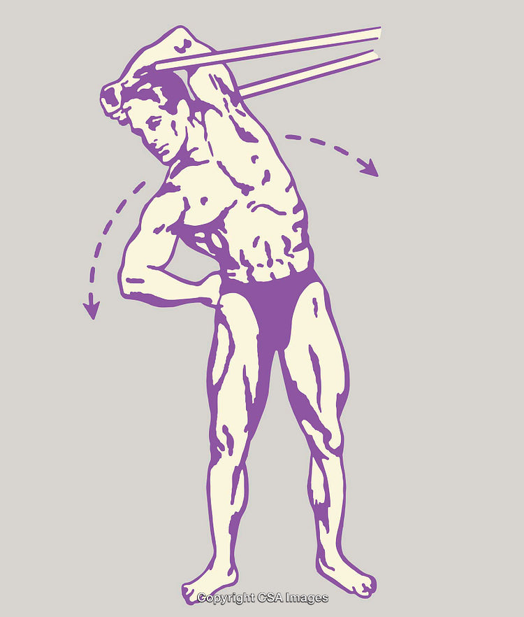 Vintage Illustration of Male Fitness Stretching with Bands and Movements