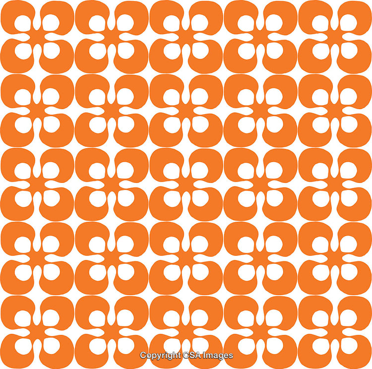 Orange Retro Pattern on White Background with Geometric Abstract Design