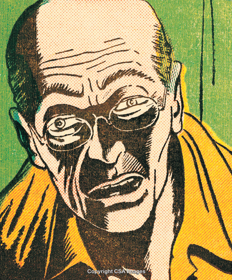Vintage Comic Style Illustration of a Contemplative Elderly Man