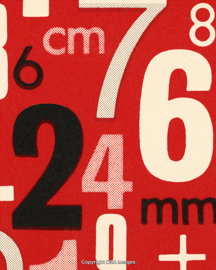 Vibrant Composition of Numbers and Mathematics Symbols on Red Background