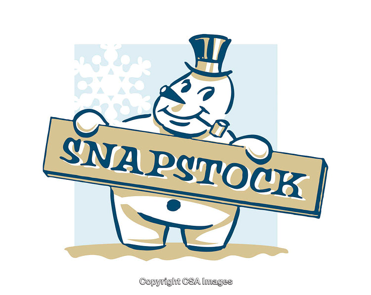 Cheerful Snowman Holding a Signboard with Festive Design Elements