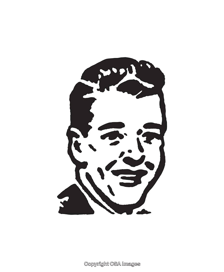 Retro Style Illustration of a Smiling Man with Vintage Appeal