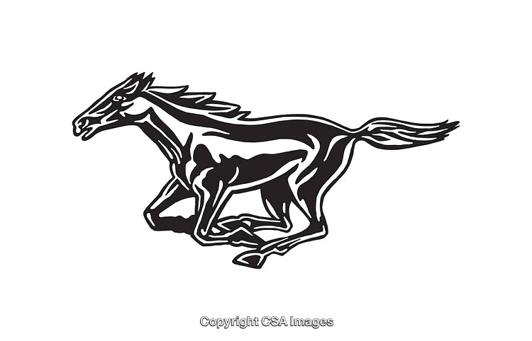 Dynamic Black And White Illustration of a Galloping Horse