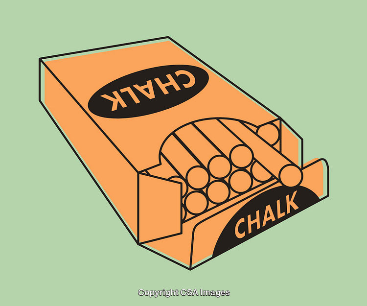 Colorful Line Art Illustration of a Chalk Box with Bold Design