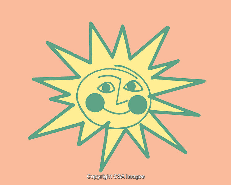 Whimsical Sun Illustration Featuring Cheerful Colors on a Soft Background