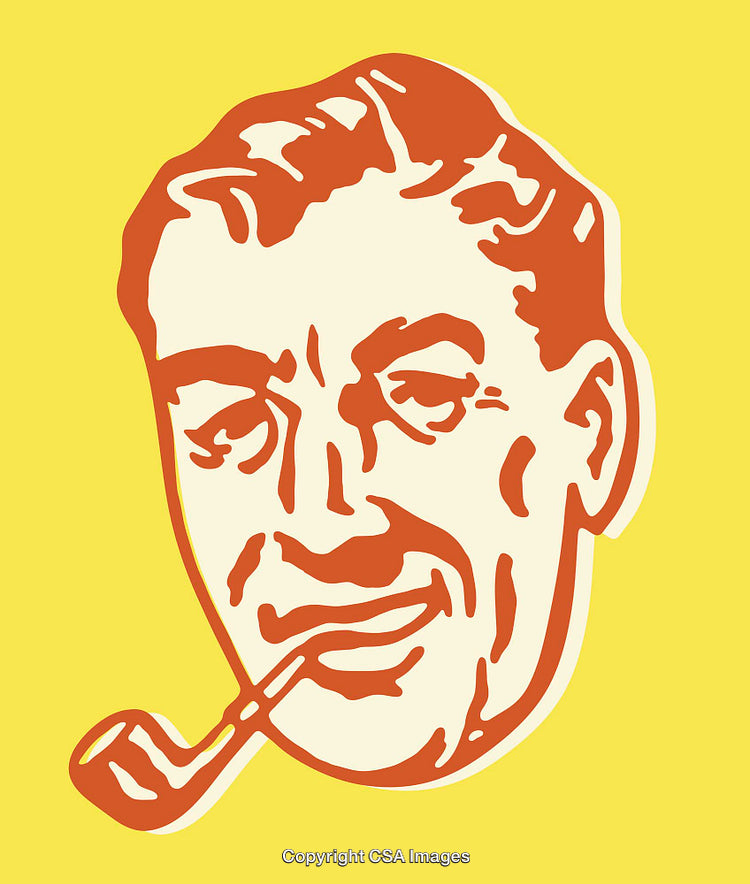 Retro Style Illustration of a Smiling Man Smoking a Pipe