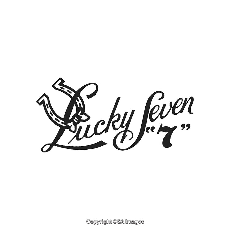 Lucky Seven Typography Design with Horseshoe Symbol for Good Fortune