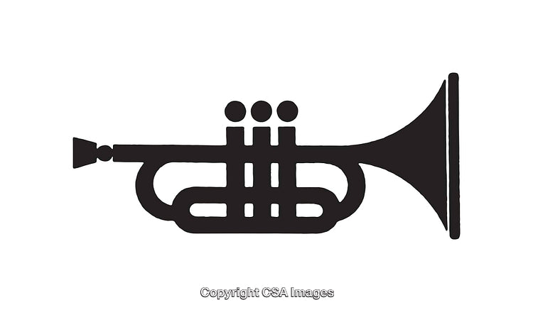 Black And White Icon of a Classic Trumpet Illustration