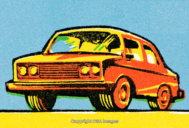 Colorful Retro Car Illustration Showing Artistic Automobile Design