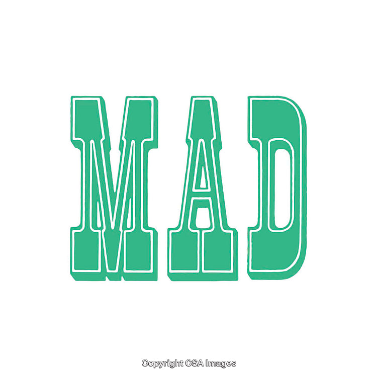 Green Bold MAD Lettering in Distinctive Typography on White Background