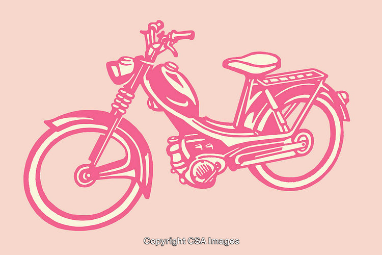 Vintage Motorcycle Line Art Illustration in a Monochromatic Color Style