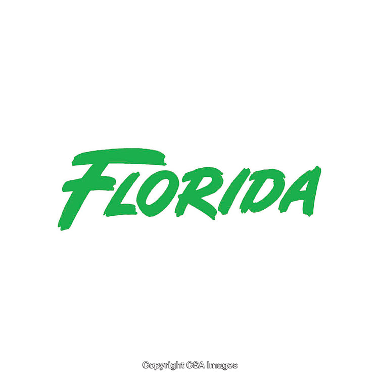 Green Handwritten Florida Text on a Clean White Background