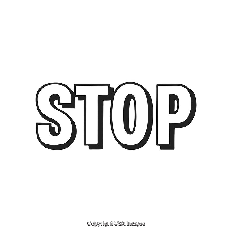 Bold Black and White Stop Text in Minimalist Design