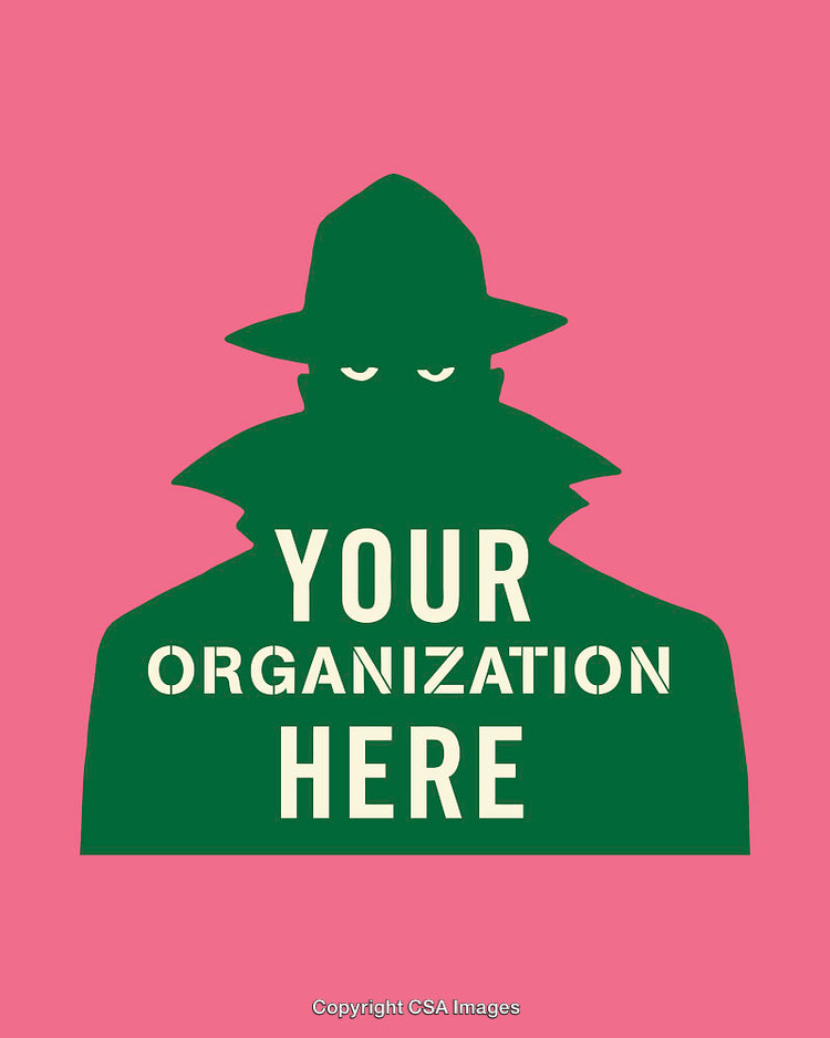 Silhouette Spy Design with Customizable Text and Colorful Background