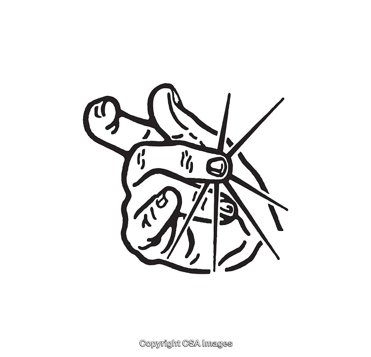 Black and White Line Art of a Hand Snapping with Bright Spark