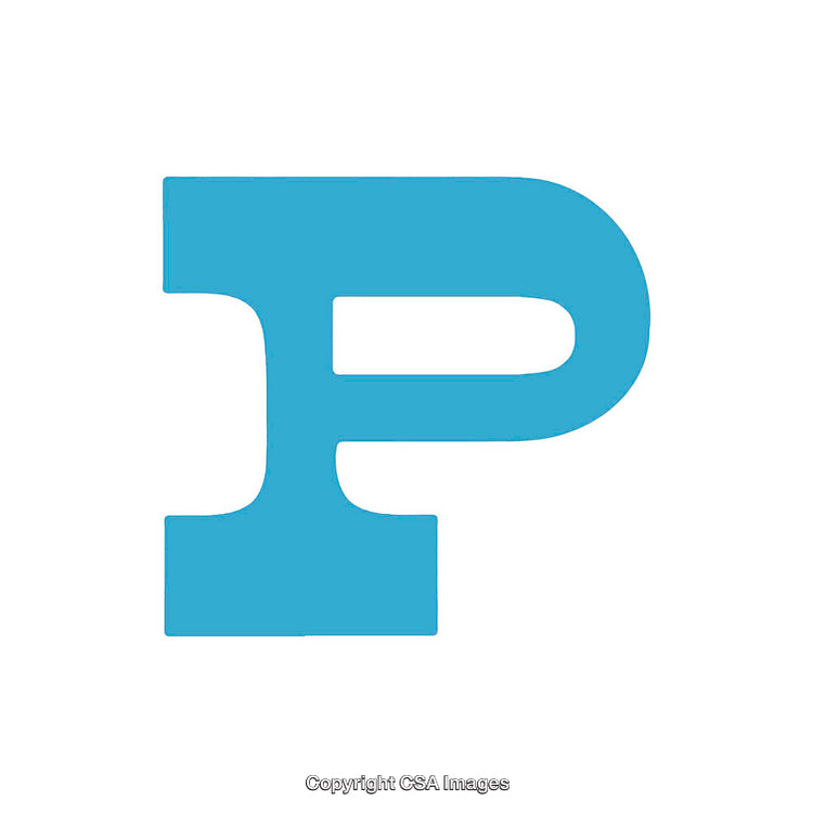 Bold Blue Uppercase Letter P On A White Background