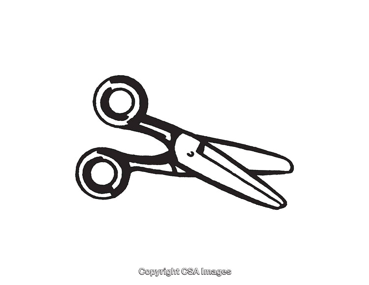 Hand-Drawn Black and White Illustration of Scissors