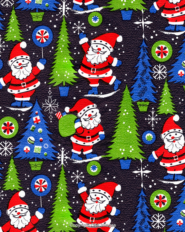 Santa Claus and Christmas Tree Pattern