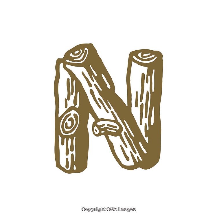 Creative Rustic Letter N Made from Wooden Log Style Design