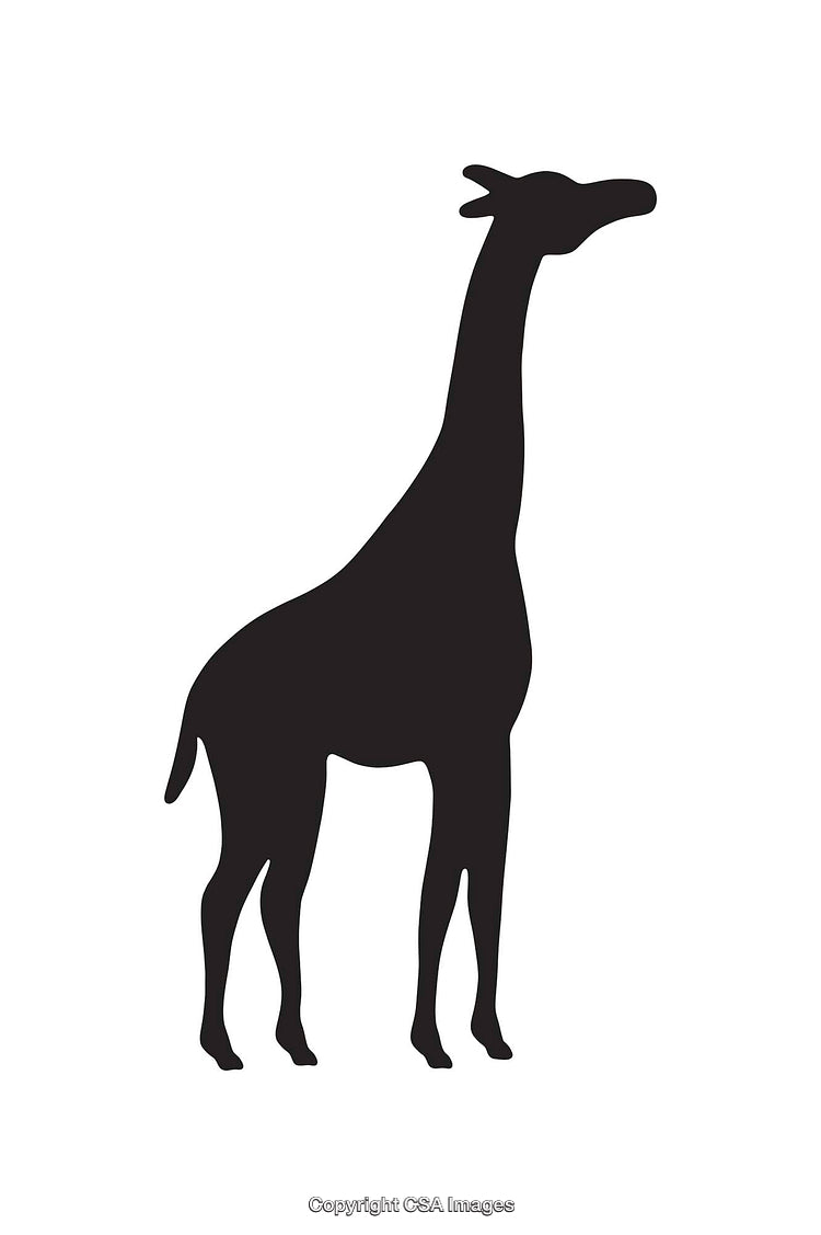 Silhouette of a Giraffe in Black and White Minimal Design