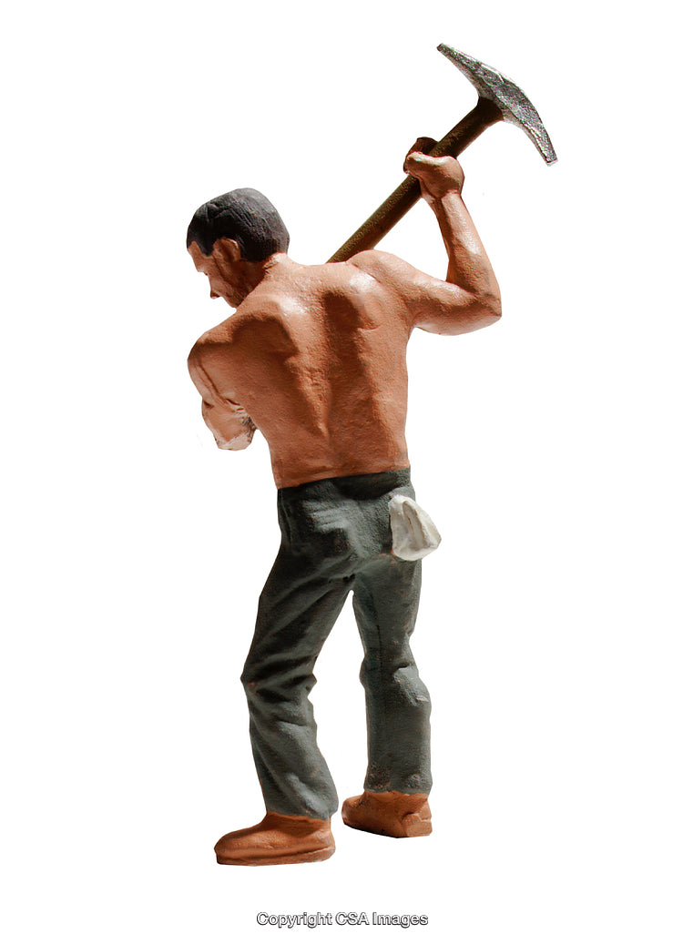 Plastic Figurine of a Worker Holding Pickaxe in an Action Pose