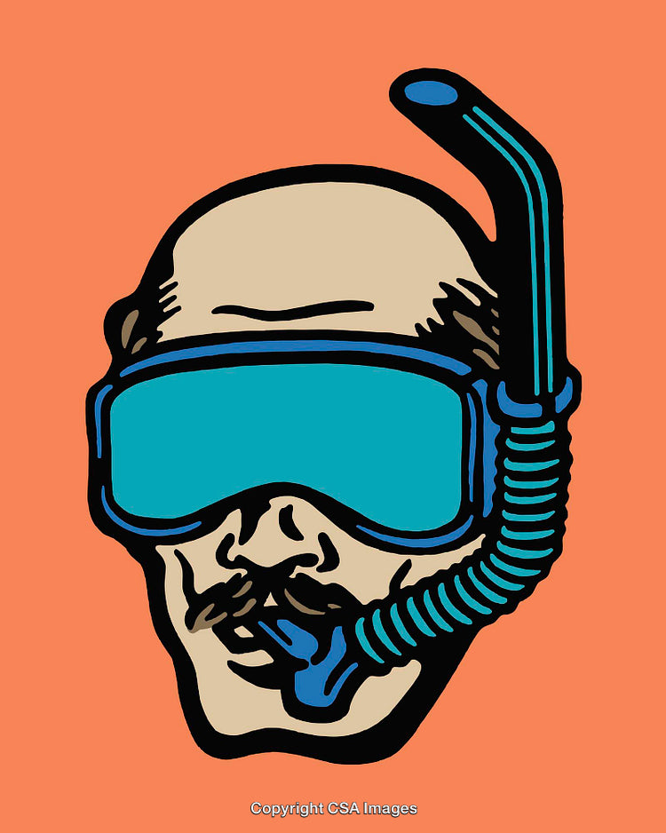 Creative Illustration of Scuba Gear Combined with Retro Aesthetic Elements