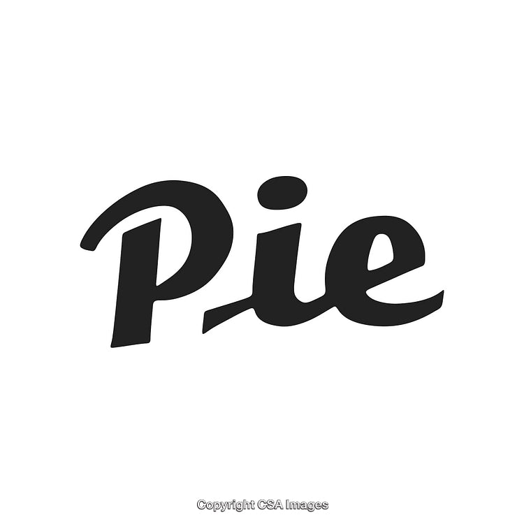 Stylized Calligraphy Featuring the Word Pie in Bold Black Font
