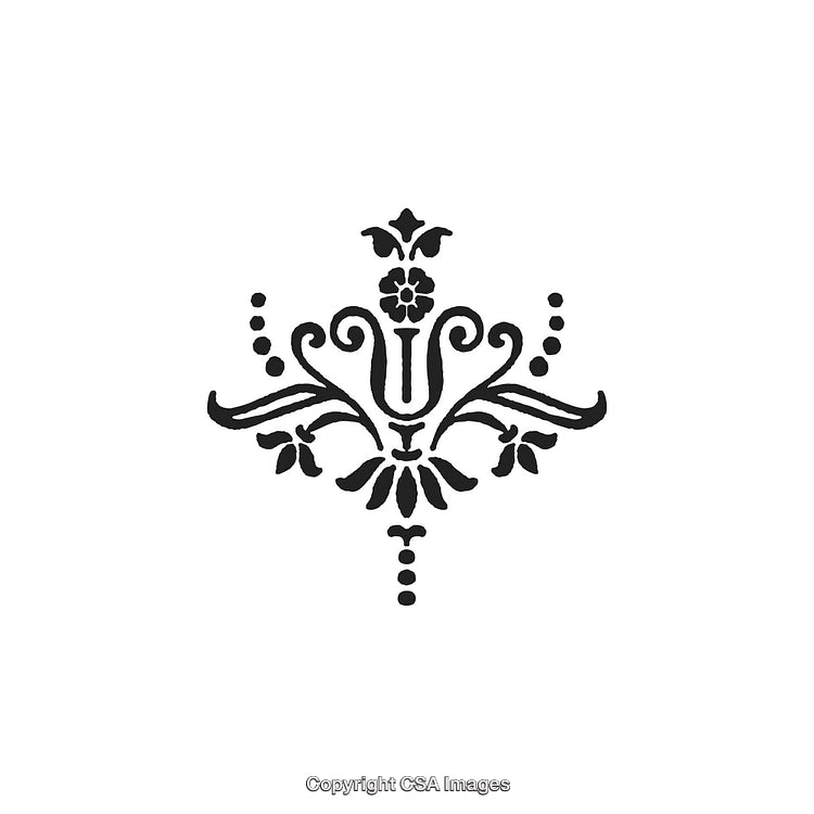 Elegant Black and White Ornamental Design with Floral Elements
