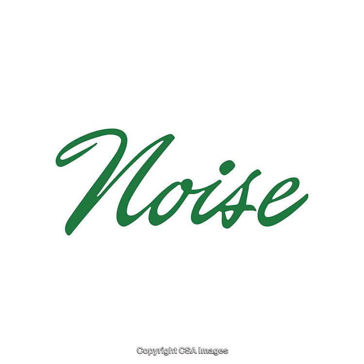 Green Calligraphy Text Depicting the Word Noise on White Background