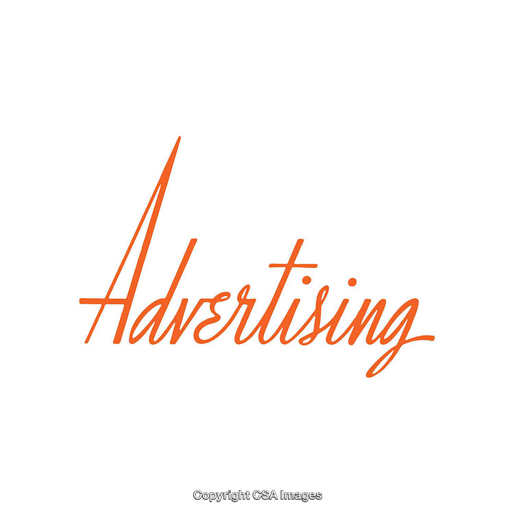 Minimalist Design Featuring the Word Advertising in Elegant Typeface and Orange Color